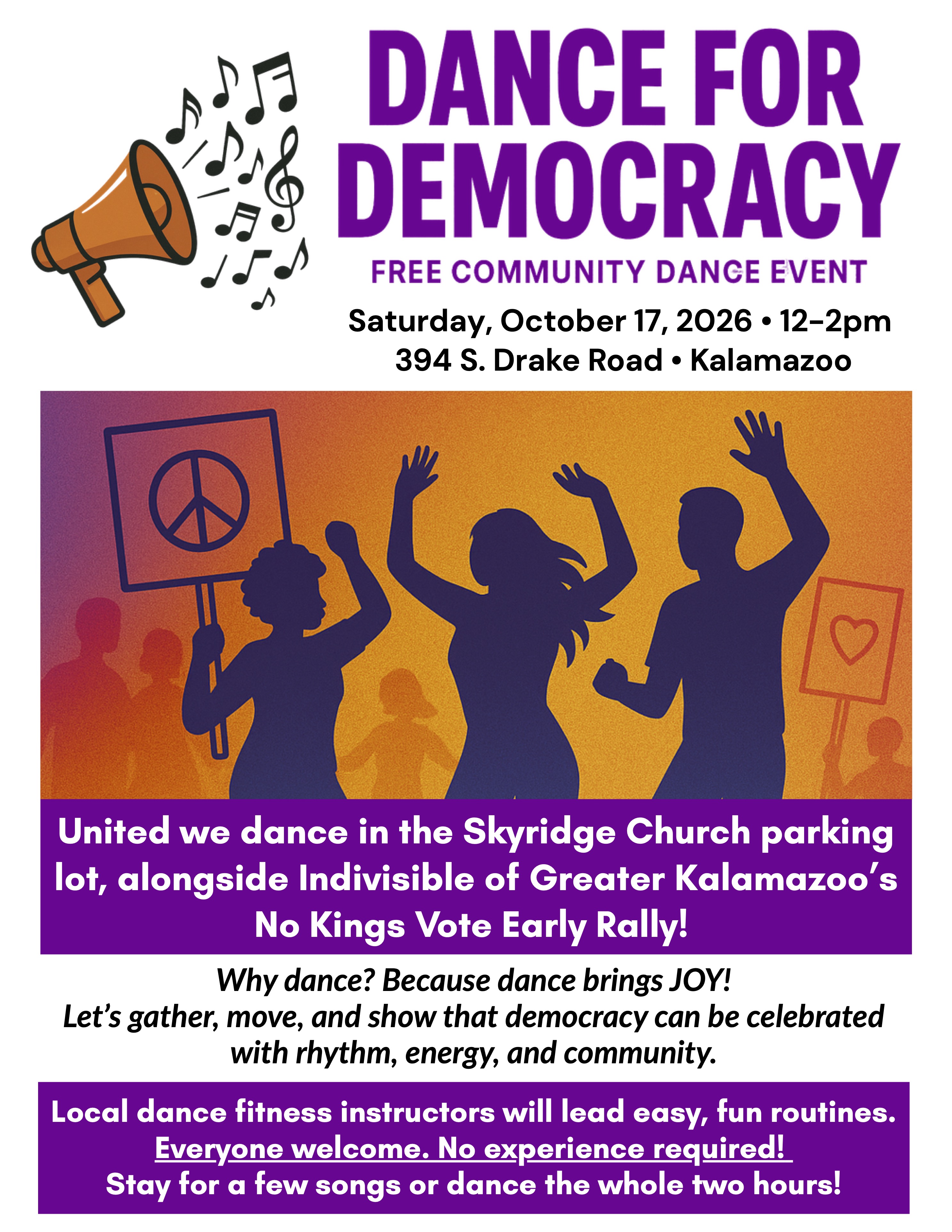 Dance for Democracy event flyer